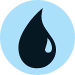 A black water droplet on a sky-blue circle, the symbol for blue mana